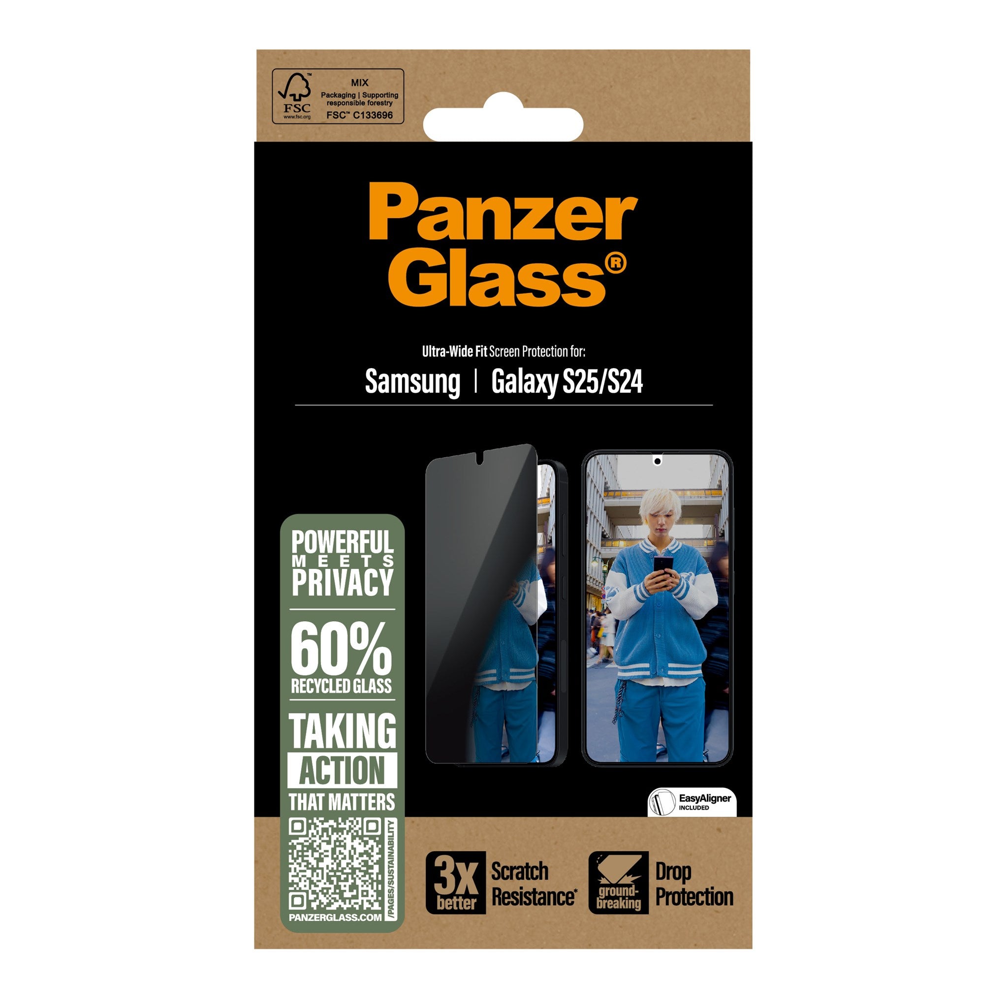 PanzerGlass® Privacy Screen Protector Samsung Galaxy S25 | S24 | Ultra-Wide Fit